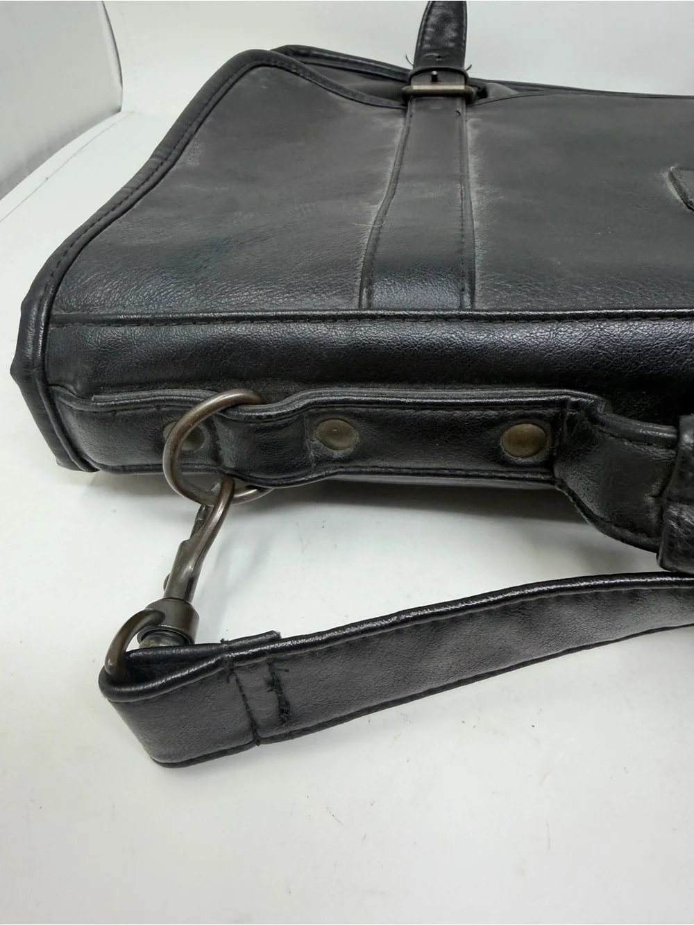 Vintage Bill Blass Leather Briefcase Messenger Bag Black Multi Pocket Work Bag
